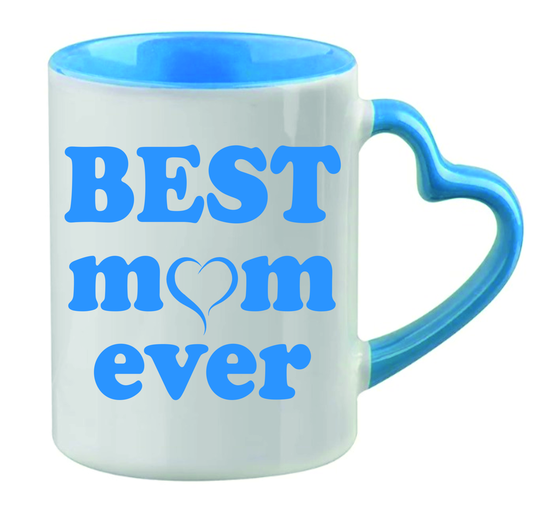 Best Mom Ever Blue Heart Handle Ceramic Mug