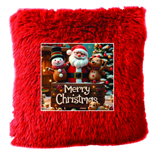 Merry Christmas Fur Cushion