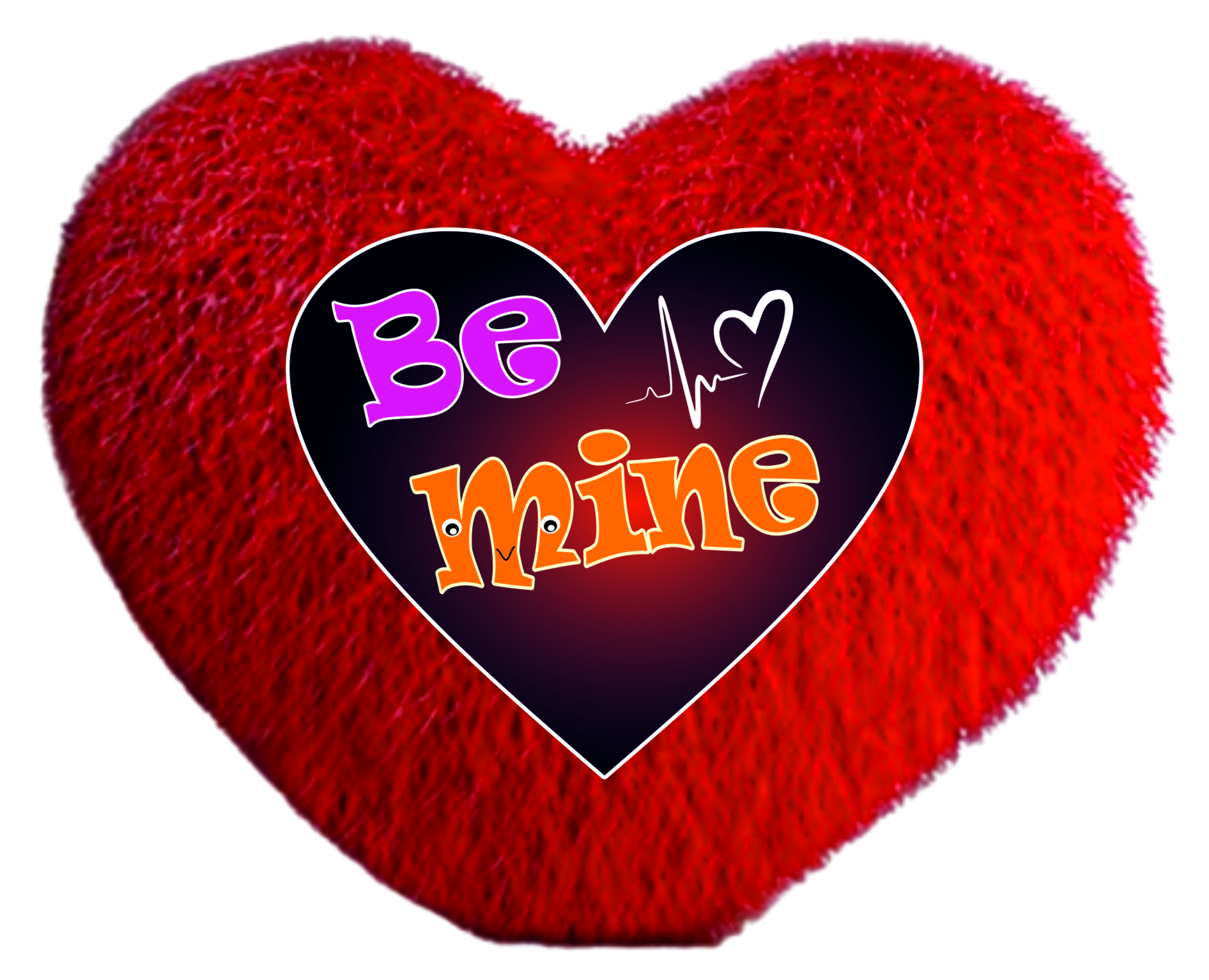 Red Fur Cushion Heart Shape (Be Mine)