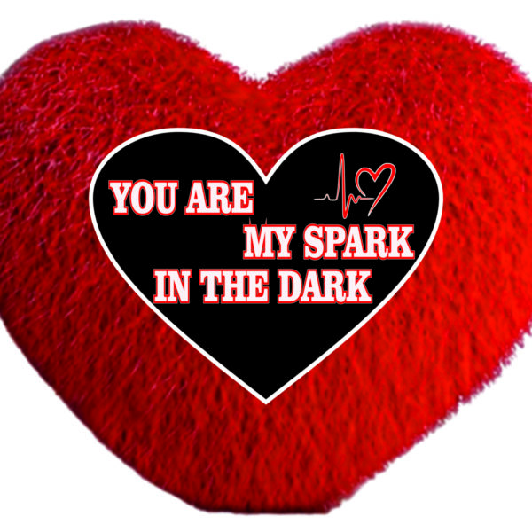 Heart shape fur Cushion You are my spark in the Dark