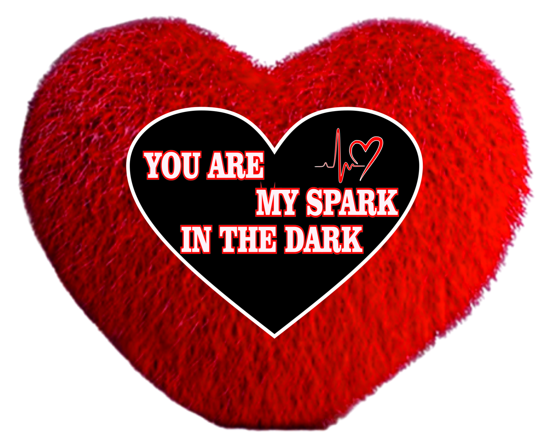 Heart shape fur Cushion You are my spark in the Dark